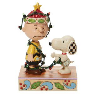 Enesco Jim Shore Peanuts Christmas Charlie Brown Tangled Lights